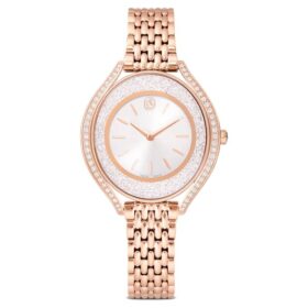 Relógio Crystalline Aura «Swiss Made», bracelete em metal, tom ouro-rosa, acabamento em tom ouro-rosa