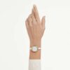 Relógio Crystalline tipo pulseira, fabricado na Suíça, pulseira em metal, branco, acabamento em tom de ouro rosa Relógio Crystalline tipo pulseira, fabricado na Suíça, pulseira em metal, branco, acabamento em tom de ouro rosa