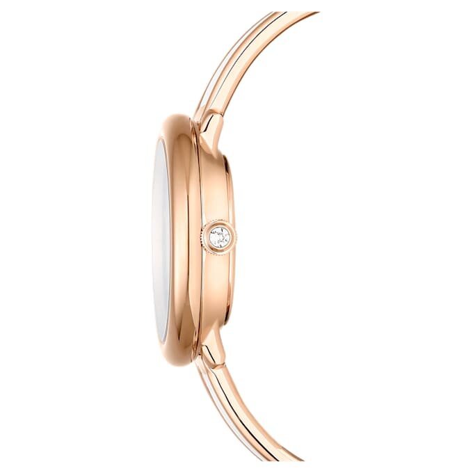 Relógio Crystalline tipo pulseira, fabricado na Suíça, pulseira em metal, branco, acabamento em tom de ouro rosa Relógio Crystalline tipo pulseira, fabricado na Suíça, pulseira em metal, branco, acabamento em tom de ouro rosa