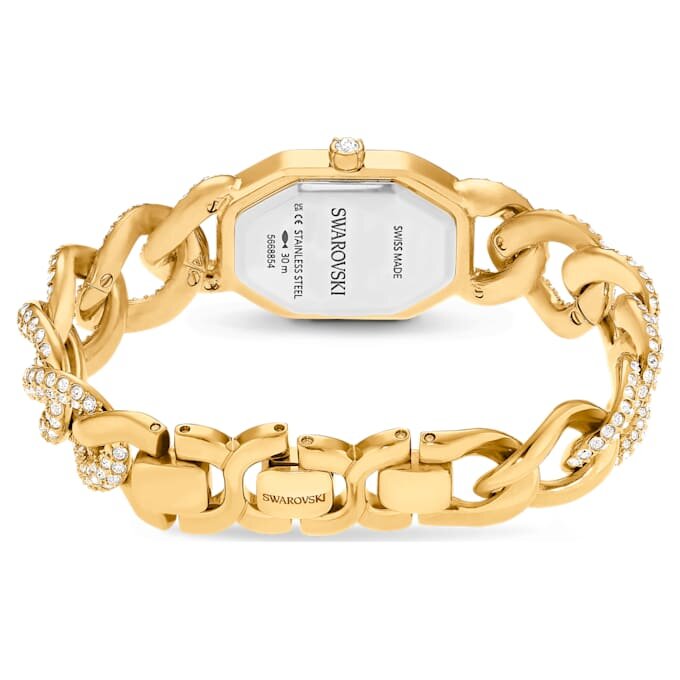 Relógio Dextera Chain Swiss Made, pulseira de cristais, tom dourado, acabamento em tom dourado Relógio Dextera Chain Swiss Made, pulseira de cristais, tom dourado, acabamento em tom dourado