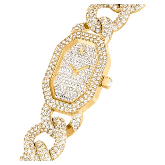 Relógio Dextera Chain Swiss Made, pulseira de cristais, tom dourado, acabamento em tom dourado Relógio Dextera Chain Swiss Made, pulseira de cristais, tom dourado, acabamento em tom dourado