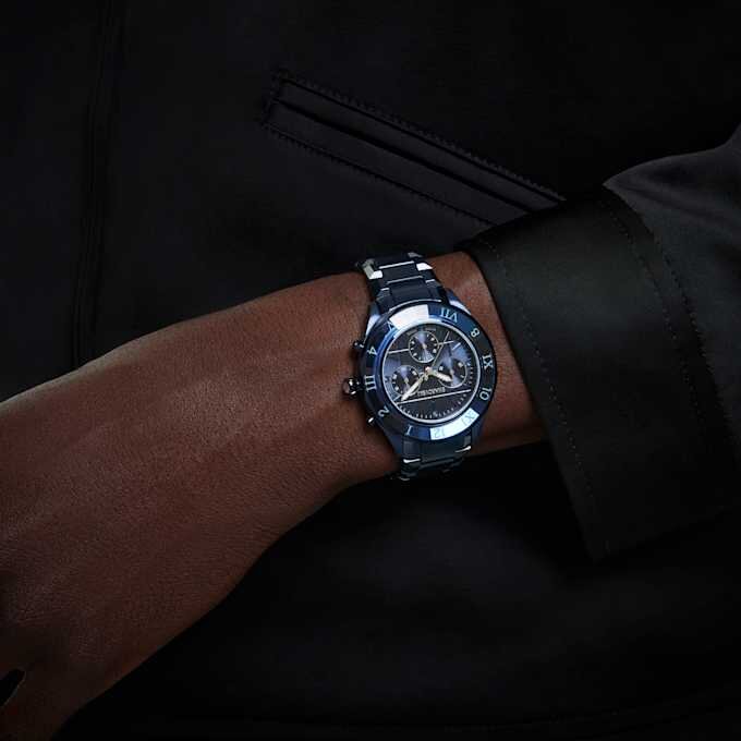 Relógio Dextera Chrono 39 mm, fabricado na Suíça, pulseira em metal, azul, acabamento azul Relógio Dextera Chrono 39 mm, fabricado na Suíça, pulseira em metal, azul, acabamento azul