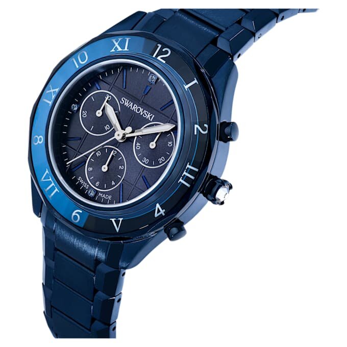 Relógio Dextera Chrono 39 mm, fabricado na Suíça, pulseira em metal, azul, acabamento azul Relógio Dextera Chrono 39 mm, fabricado na Suíça, pulseira em metal, azul, acabamento azul
