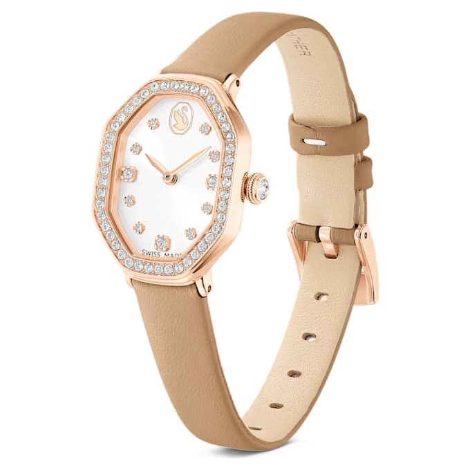 Relógio Dextera Octagon Swiss Made, bracelete em pele, castanho, acabamento em tom de ouro rosa Relógio Dextera Octagon Swiss Made, bracelete em pele, castanho, acabamento em tom de ouro rosa