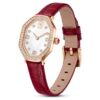 Relógio Dextera Octagon «Swiss Made», bracelete em pele, vermelho, acabamento em tom de ouro rosa