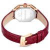 Relógio Dextera Octagon «Swiss Made», bracelete em pele, vermelho, acabamento em tom de ouro rosa
