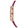 Relógio Dextera Octagon «Swiss Made», bracelete em pele, vermelho, acabamento em tom de ouro rosa
