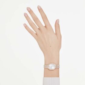 Relógio Dextera Octagon «Swiss Made», pulseira em metal, tom dourado, acabamento em tom de ouro rosa