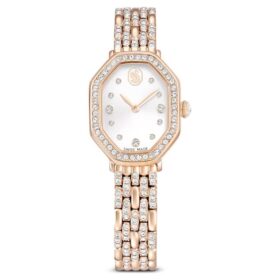 Relógio Dextera Octagon «Swiss Made», pulseira em metal, tom dourado, acabamento em tom de ouro rosa