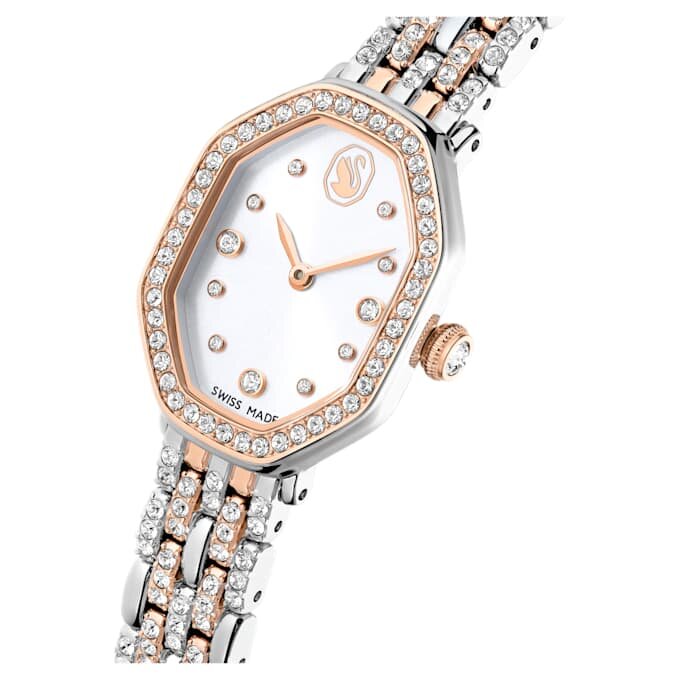 Relógio Dextera Octagon Swiss Made, pulseira em metal, tom prateado, acabamento em tom de ouro rosa Relógio Dextera Octagon Swiss Made, pulseira em metal, tom prateado, acabamento em tom de ouro rosa