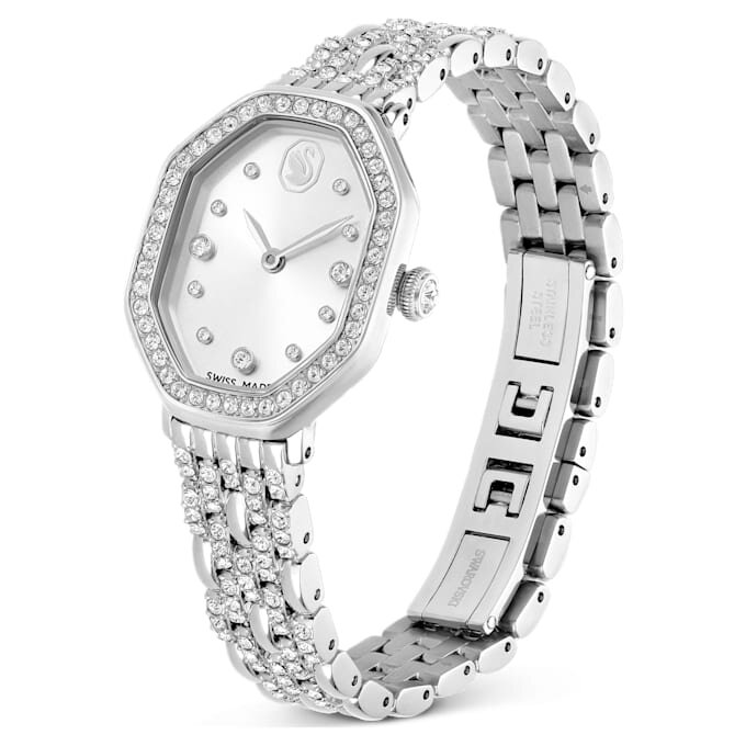 Relógio Dextera Octagon Swiss Made, pulseira em metal, tom prateado, aço inoxidável Relógio Dextera Octagon Swiss Made, pulseira em metal, tom prateado, aço inoxidável