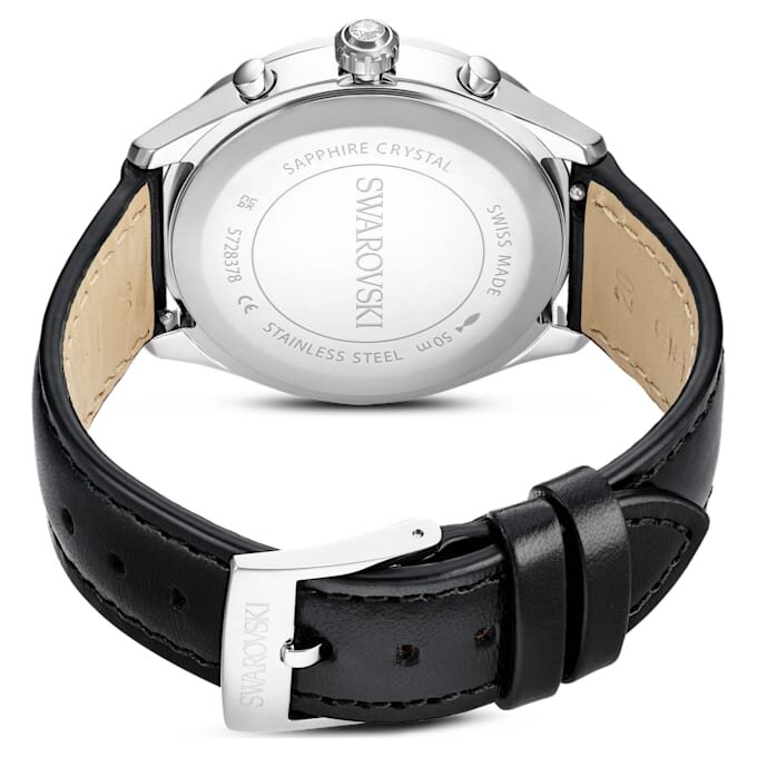 Relógio Dextera Tachymetre Swiss Made, bracelete em pele, tom prateado, aço inoxidável Relógio Dextera Tachymetre Swiss Made, bracelete em pele, tom prateado, aço inoxidável