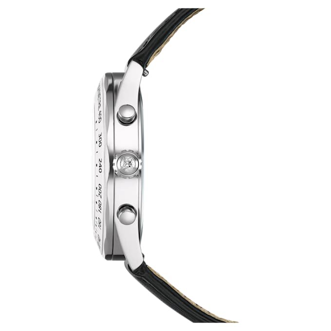 Relógio Dextera Tachymetre Swiss Made, bracelete em pele, tom prateado, aço inoxidável Relógio Dextera Tachymetre Swiss Made, bracelete em pele, tom prateado, aço inoxidável
