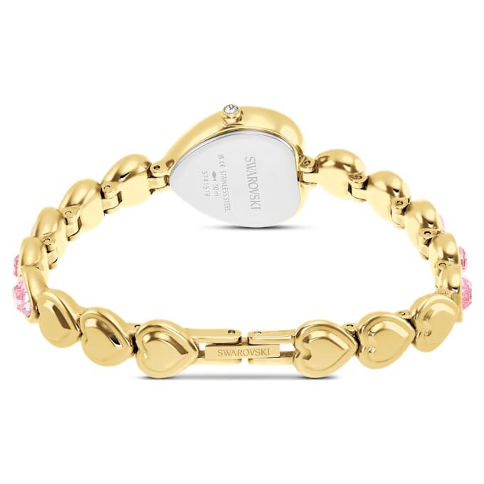 Relógio Idyllia Heart com pulseira de cristais, rosa, acabamento dourado Relógio Idyllia Heart com pulseira de cristais, rosa, acabamento dourado