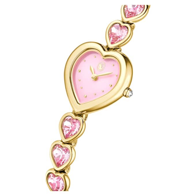 Relógio Idyllia Heart com pulseira de cristais, rosa, acabamento dourado Relógio Idyllia Heart com pulseira de cristais, rosa, acabamento dourado