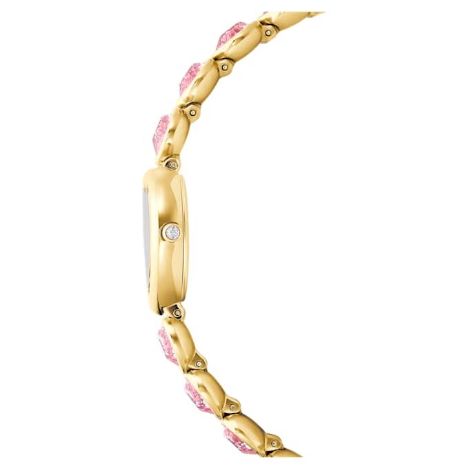 Relógio Idyllia Heart com pulseira de cristais, rosa, acabamento dourado Relógio Idyllia Heart com pulseira de cristais, rosa, acabamento dourado