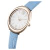Relógio Imber Oval Swiss Made, bracelete em pele, azul, acabamento em tom dourado champanhe Relógio Imber Oval Swiss Made, bracelete em pele, azul, acabamento em tom dourado champanhe