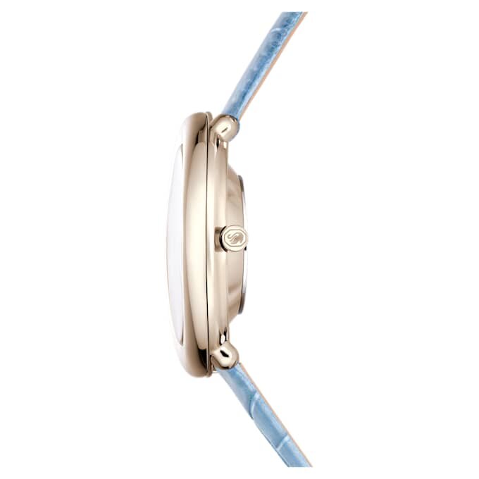 Relógio Imber Oval Swiss Made, bracelete em pele, azul, acabamento em tom dourado champanhe Relógio Imber Oval Swiss Made, bracelete em pele, azul, acabamento em tom dourado champanhe