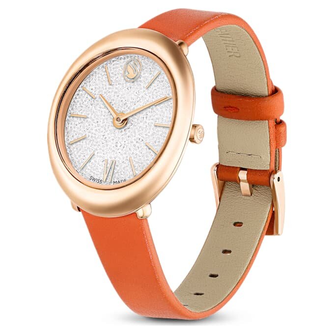 Relógio Imber Oval Swiss Made, bracelete em pele, laranja, acabamento em tom de ouro rosa Relógio Imber Oval Swiss Made, bracelete em pele, laranja, acabamento em tom de ouro rosa