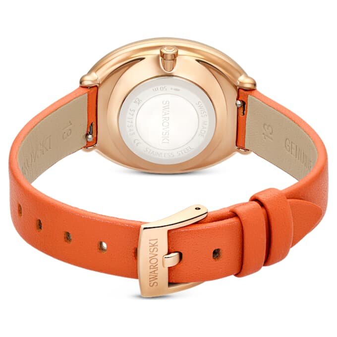 Relógio Imber Oval Swiss Made, bracelete em pele, laranja, acabamento em tom de ouro rosa Relógio Imber Oval Swiss Made, bracelete em pele, laranja, acabamento em tom de ouro rosa