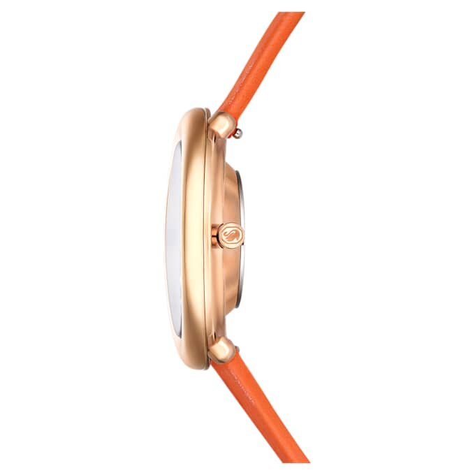 Relógio Imber Oval Swiss Made, bracelete em pele, laranja, acabamento em tom de ouro rosa Relógio Imber Oval Swiss Made, bracelete em pele, laranja, acabamento em tom de ouro rosa