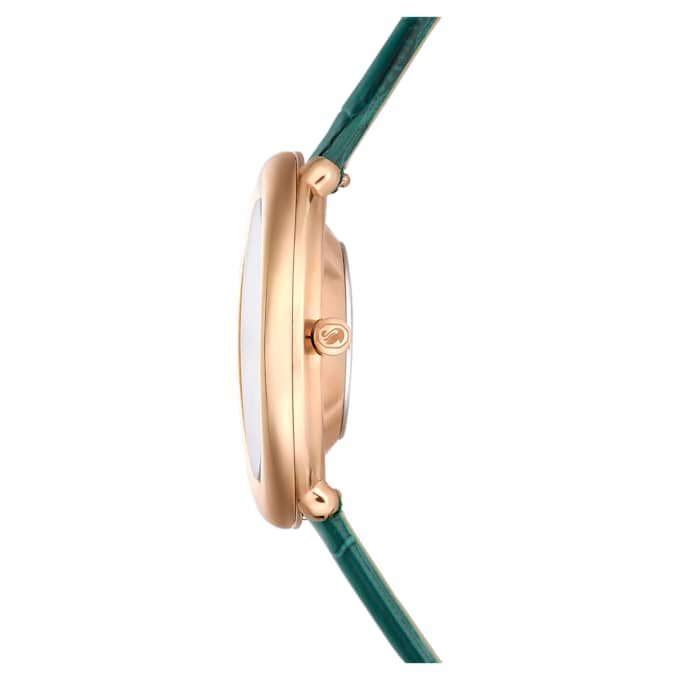 Relógio Imber Oval Swiss Made, bracelete em pele, verde, acabamento em tom de ouro rosa Relógio Imber Oval Swiss Made, bracelete em pele, verde, acabamento em tom de ouro rosa