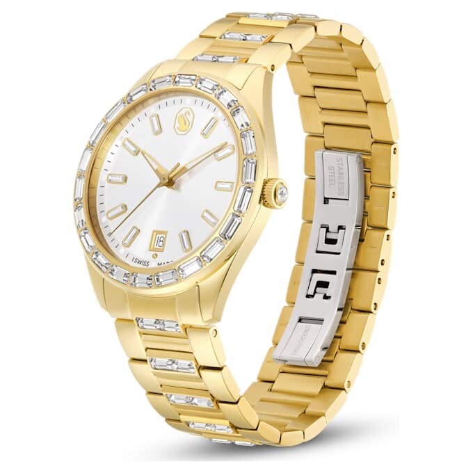 Relógio Matrix Date Swiss Made, pulseira em metal, tom dourado, acabamento em tom dourado Relógio Matrix Date Swiss Made, pulseira em metal, tom dourado, acabamento em tom dourado