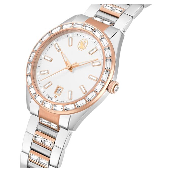 Relógio Matrix Date «Swiss Made», pulseira em metal, tom ouro rosa, acabamento em metais misturados Relógio Matrix Date «Swiss Made», pulseira em metal, tom ouro rosa, acabamento em metais misturados