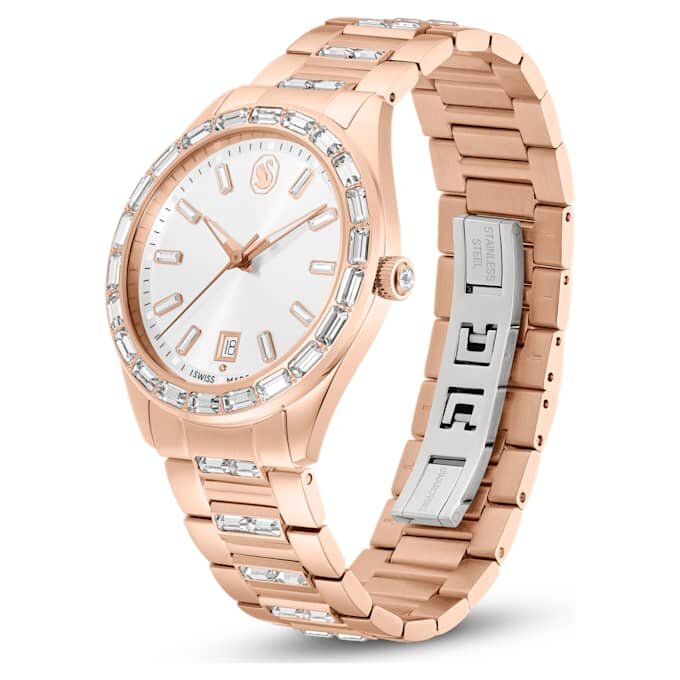 Relógio Matrix Date Swiss Made, pulseira em metal, tom ouro-rosa, acabamento em tom ouro-rosa Relógio Matrix Date Swiss Made, pulseira em metal, tom ouro-rosa, acabamento em tom ouro-rosa