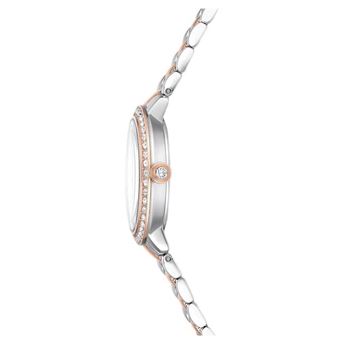 Relógio Matrix de 3 elos, fabricado na Suíça, pulseira em metal, tom prateado, acabamento em tom de ouro rosa Relógio Matrix de 3 elos, fabricado na Suíça, pulseira em metal, tom prateado, acabamento em tom de ouro rosa