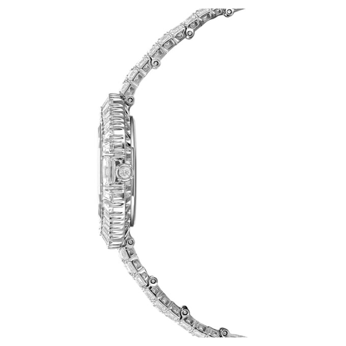 Relógio Matrix Octagon com lapidação baguete, pulseira em metal, tom prateado, aço inoxidável Relógio Matrix Octagon com lapidação baguete, pulseira em metal, tom prateado, aço inoxidável