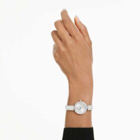 Relógio Matrix Pearl Bangle, fabricado na Suíça, pulseira de cristais, branco, aço inoxidável