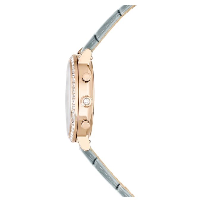 Relógio Matrix Tennis Chrono «Swiss Made», bracelete em pele, cinzento, acabamento em tom dourado champanhe Relógio Matrix Tennis Chrono «Swiss Made», bracelete em pele, cinzento, acabamento em tom dourado champanhe