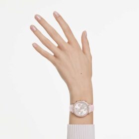 Relógio Matrix Tennis Chrono «Swiss Made», bracelete em pele, cor-de-rosa, acabamento em tom de ouro rosa