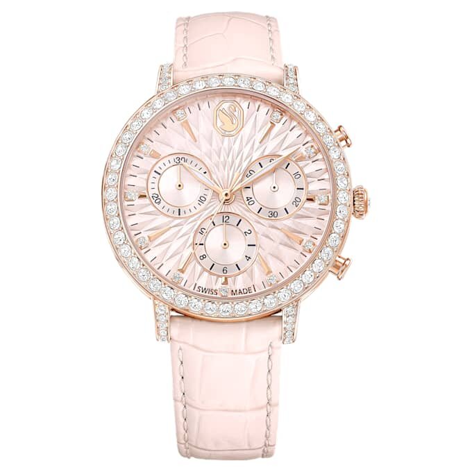 Relógio Matrix Tennis Chrono «Swiss Made», bracelete em pele, cor-de-rosa, acabamento em tom de ouro rosa Relógio Matrix Tennis Chrono «Swiss Made», bracelete em pele, cor-de-rosa, acabamento em tom de ouro rosa