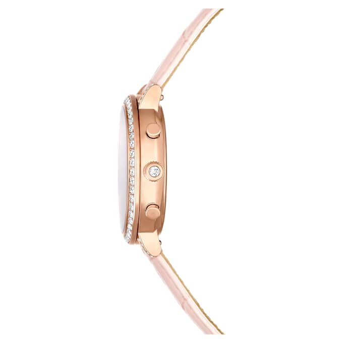 Relógio Matrix Tennis Chrono «Swiss Made», bracelete em pele, cor-de-rosa, acabamento em tom de ouro rosa Relógio Matrix Tennis Chrono «Swiss Made», bracelete em pele, cor-de-rosa, acabamento em tom de ouro rosa