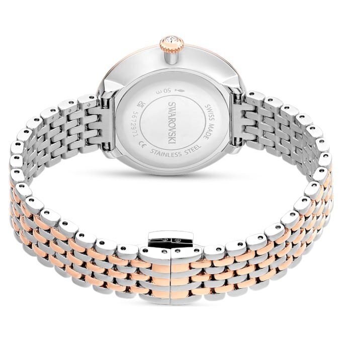 Relógio Matrix Tennis de 7 elos, fabricado na Suíça, pulseira em metal, tom ouro-rosa, acabamento em metais misturados Relógio Matrix Tennis de 7 elos, fabricado na Suíça, pulseira em metal, tom ouro-rosa, acabamento em metais misturados