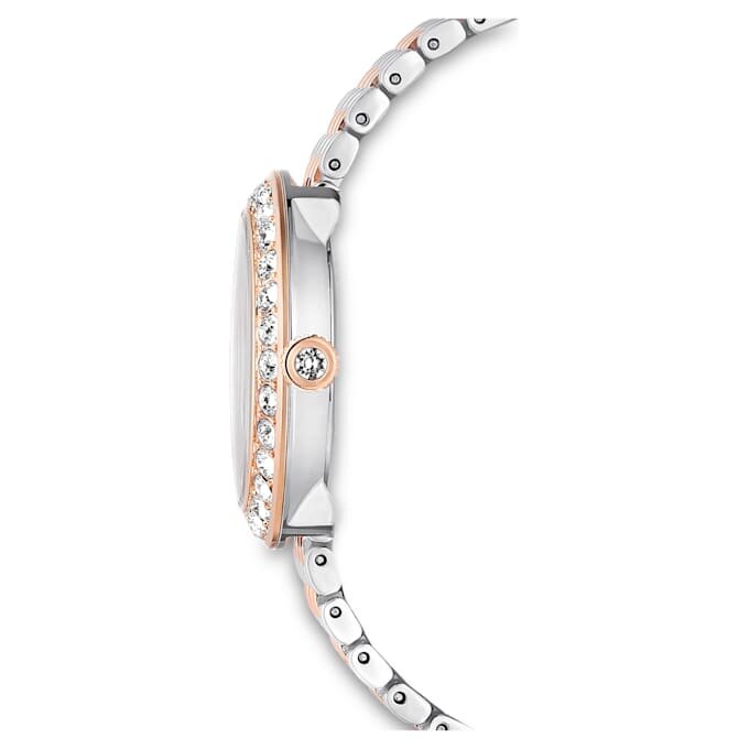 Relógio Matrix Tennis de 7 elos, fabricado na Suíça, pulseira em metal, tom ouro-rosa, acabamento em metais misturados Relógio Matrix Tennis de 7 elos, fabricado na Suíça, pulseira em metal, tom ouro-rosa, acabamento em metais misturados
