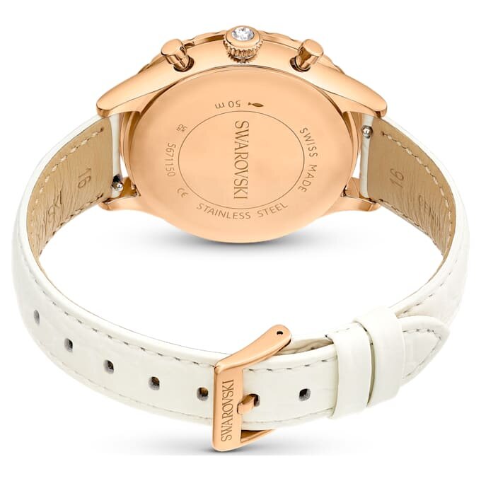 Relógio Octea Chrono «Swiss Made», bracelete em pele, branco, acabamento em tom de ouro rosa Relógio Octea Chrono «Swiss Made», bracelete em pele, branco, acabamento em tom de ouro rosa