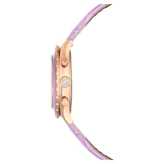 Relógio Octea Chrono Swiss Made, bracelete em pele, roxo, acabamento em tom de ouro rosa Relógio Octea Chrono Swiss Made, bracelete em pele, roxo, acabamento em tom de ouro rosa