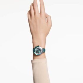 Relógio Octea Chrono «Swiss Made», bracelete em pele, verde, acabamento em tom de ouro rosa