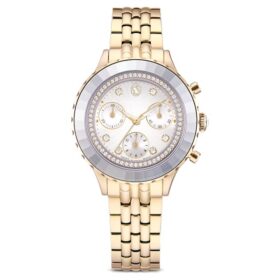 Relógio Octea Chrono Swiss Made, pulseira em metal, tom dourado, acabamento em tom champanhe dourado