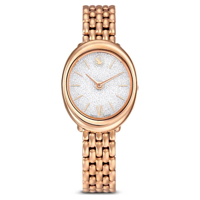 Relógio oval Imber «Swiss Made», pulseira em metal, tom dourado, acabamento em tom de ouro rosa Relógio oval Imber «Swiss Made», pulseira em metal, tom dourado, acabamento em tom de ouro rosa