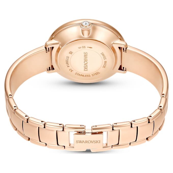 Relógio tipo pulseira Crystalline, fabricado na Suíça, pulseira em metal, bege, acabamento em tom de ouro rosa Relógio tipo pulseira Crystalline, fabricado na Suíça, pulseira em metal, bege, acabamento em tom de ouro rosa