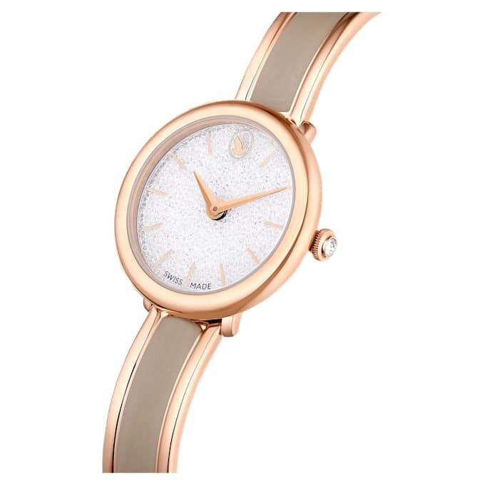 Relógio tipo pulseira Crystalline, fabricado na Suíça, pulseira em metal, bege, acabamento em tom de ouro rosa Relógio tipo pulseira Crystalline, fabricado na Suíça, pulseira em metal, bege, acabamento em tom de ouro rosa
