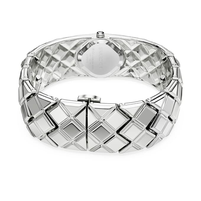 Relógio tipo pulseira Curiosa com bracelete de cristais, tom prateado, aço inoxidável Relógio tipo pulseira Curiosa com bracelete de cristais, tom prateado, aço inoxidável