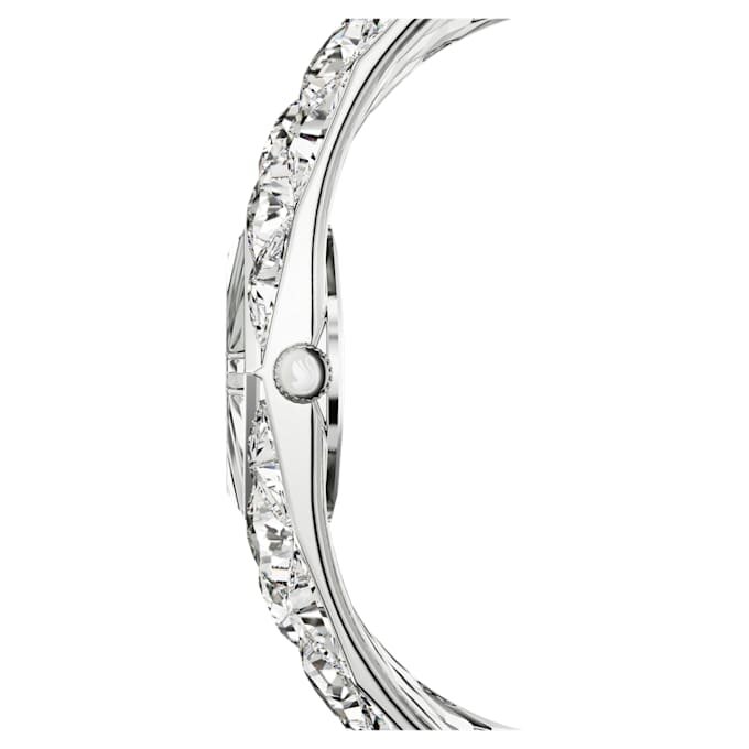 Relógio tipo pulseira Curiosa com bracelete de cristais, tom prateado, aço inoxidável Relógio tipo pulseira Curiosa com bracelete de cristais, tom prateado, aço inoxidável