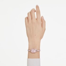 Relógio tipo pulseira Dextera, fabricado na Suíça, pulseira em metal, cor-de-rosa, banhado a ouro rosa