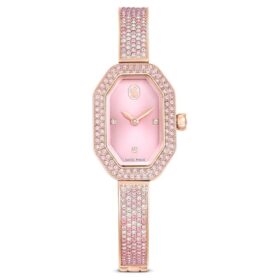 Relógio tipo pulseira Dextera, fabricado na Suíça, pulseira em metal, cor-de-rosa, banhado a ouro rosa