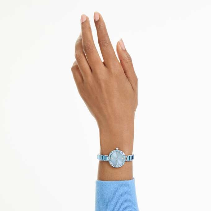 Relógio tipo pulseira Matrix, fabricado na Suíça, pulseira com cristais, azul, aço inoxidável Relógio tipo pulseira Matrix, fabricado na Suíça, pulseira com cristais, azul, aço inoxidável